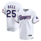 Johmsee T.Rangers #25 Buddy Bell Player White Home Limited Stitched Jerseys