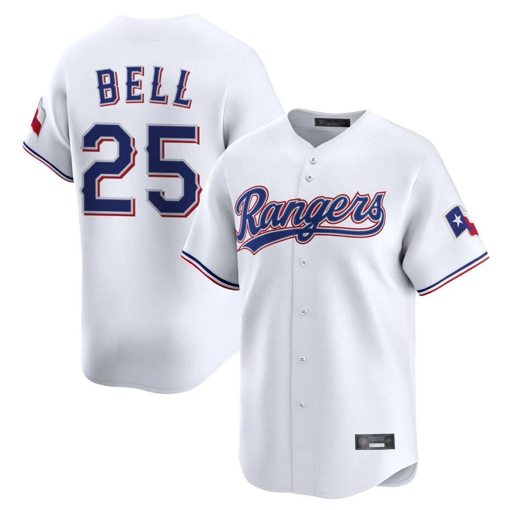 Johmsee T.Rangers #25 Buddy Bell Player White Home Limited Stitched Jerseys