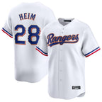 Johmsee T.Rangers #28 Jonah Heim Player White Gold Collection Limited Stitched Jerseys