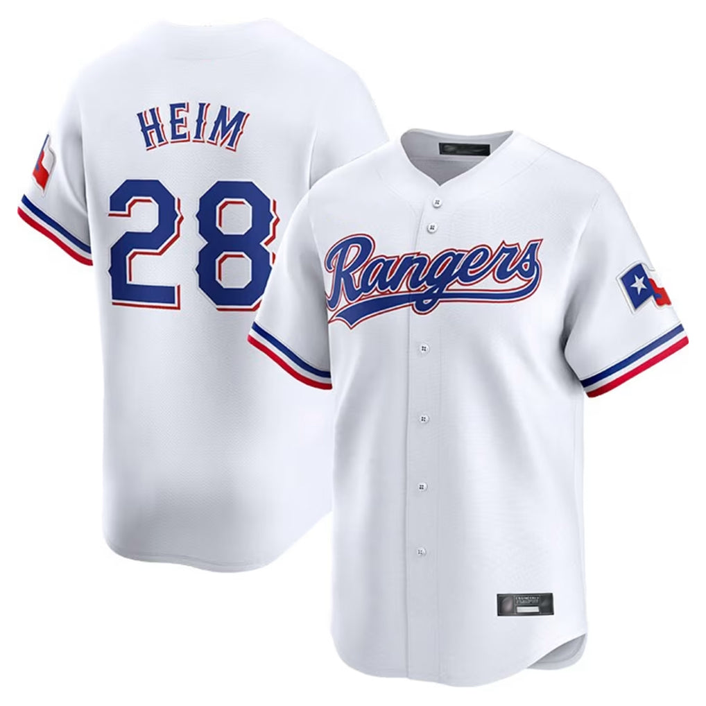 Johmsee T.Rangers #28 Jonah Heim Player White Home Limited Stitched Jerseys