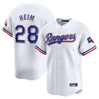 Johmsee T.Rangers #28 Jonah Heim Player White Home Limited Stitched Jerseys