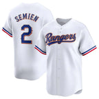 Johmsee T.Rangers #2 Marcus Semien Player Gold Collection Limited White Stitched Jerseys