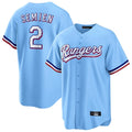 Johmsee T.Rangers #2 Marcus Semien Player Light Blue Replica Game Stitched Jerseys