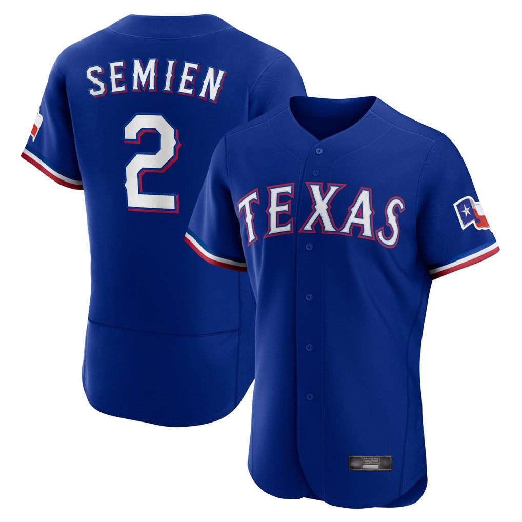 Johmsee T.Rangers #2 Marcus Semien Player Royal Elite Home Limited Stitched Jerseys