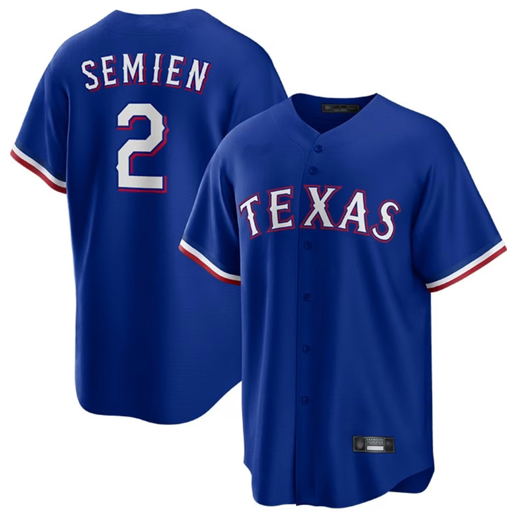 Johmsee T.Rangers #2 Marcus Semien Player Royal Home Game Stitched Jerseys