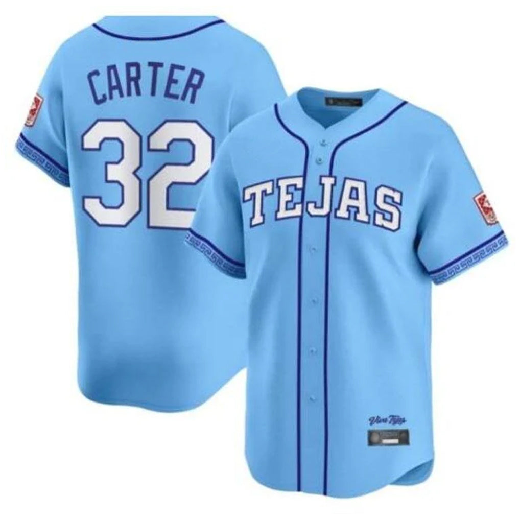 Johmsee T.Rangers #32 Evan Carter Player Blue 2026 City Connect Premier Stitched Jerseys