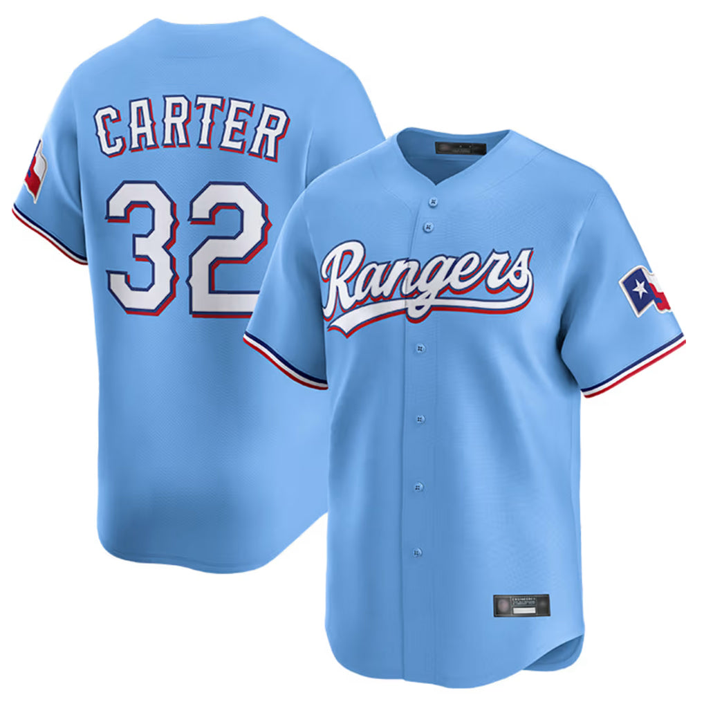 Johmsee T.Rangers #32 Evan Carter Player Light Blue Home Limited Stitched Jerseys
