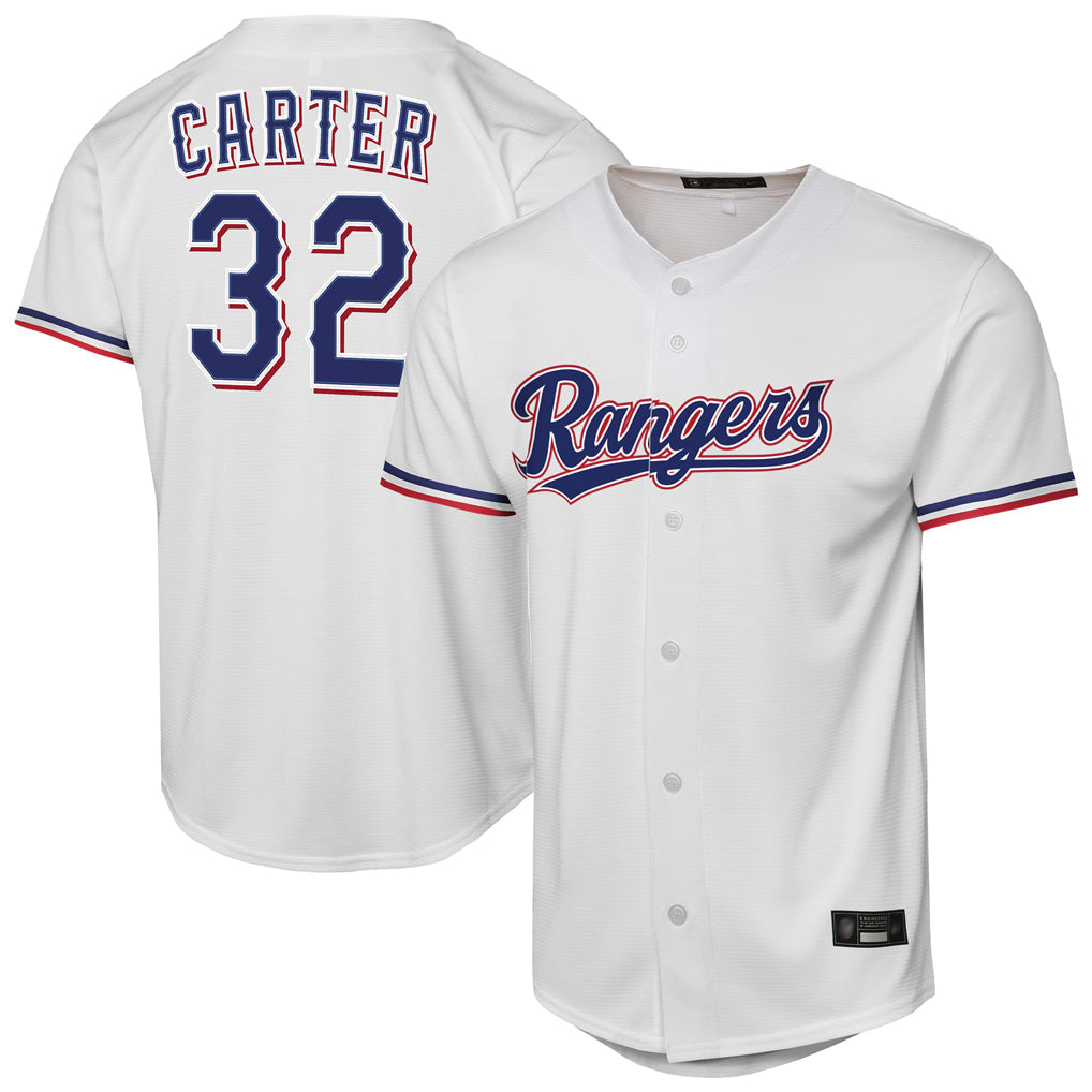 Johmsee T.Rangers #32 Evan Carter Player White Home Replica Stitched Jerseys