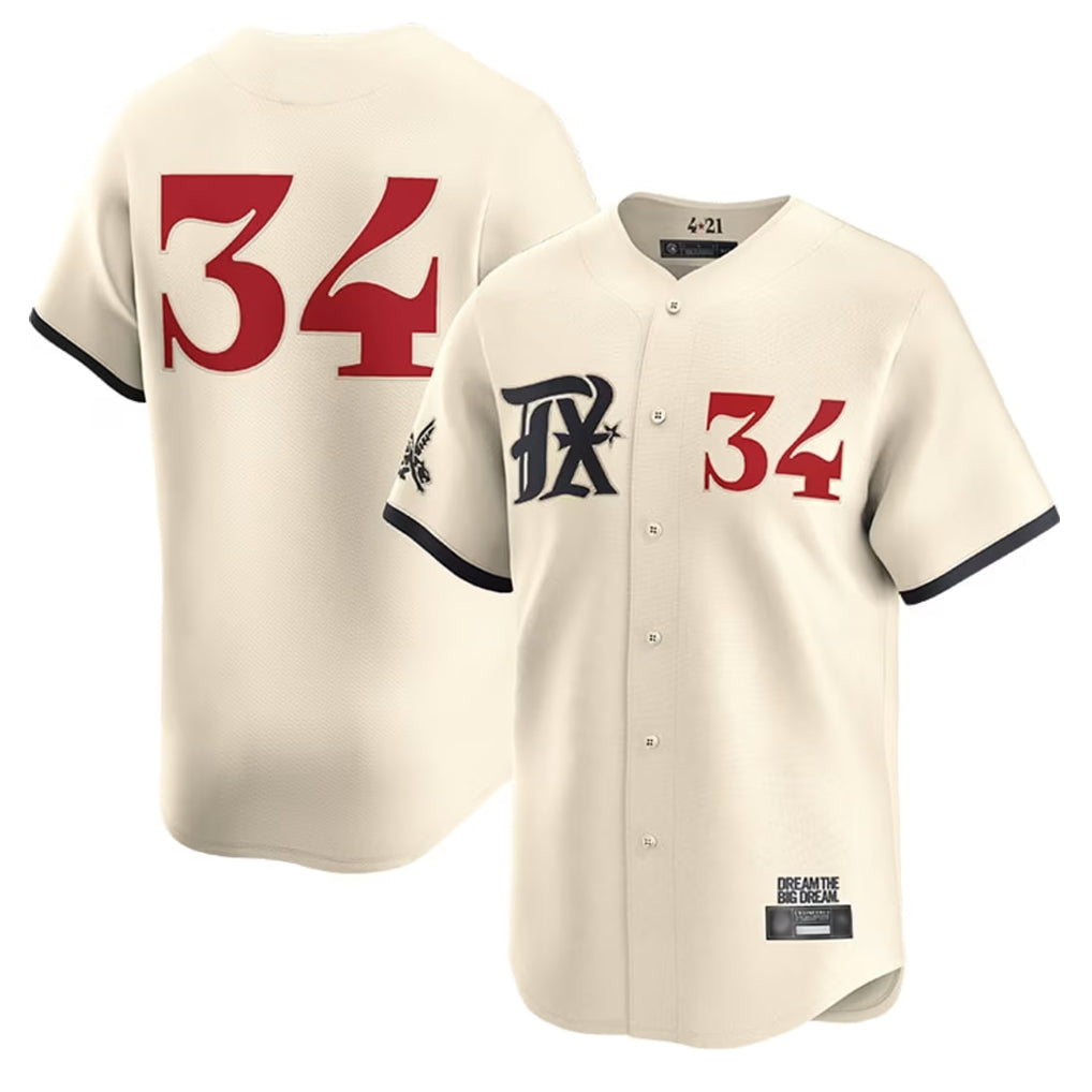 Johmsee T.Rangers #34 Nolan Ryan Player Cream City Connect Limited Cream Stitched Jerseys