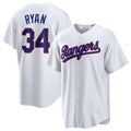 Johmsee T.Rangers #34 Nolan Ryan Player White Home Game Stitched Jerseys