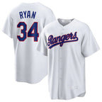 Johmsee T.Rangers #34 Nolan Ryan Player White Home Game Stitched Jerseys