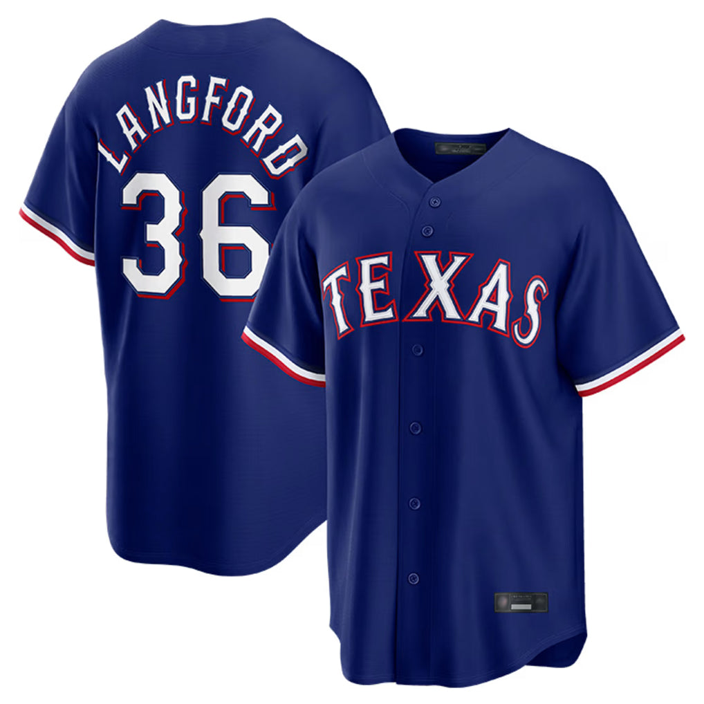 Johmsee T.Rangers #36 Wyatt Langford Player Royal Home Game Stitched Jerseys