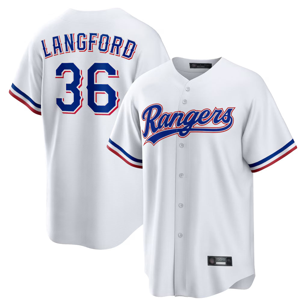 Johmsee T.Rangers #36 Wyatt Langford Player White Home Game Stitched Jerseys