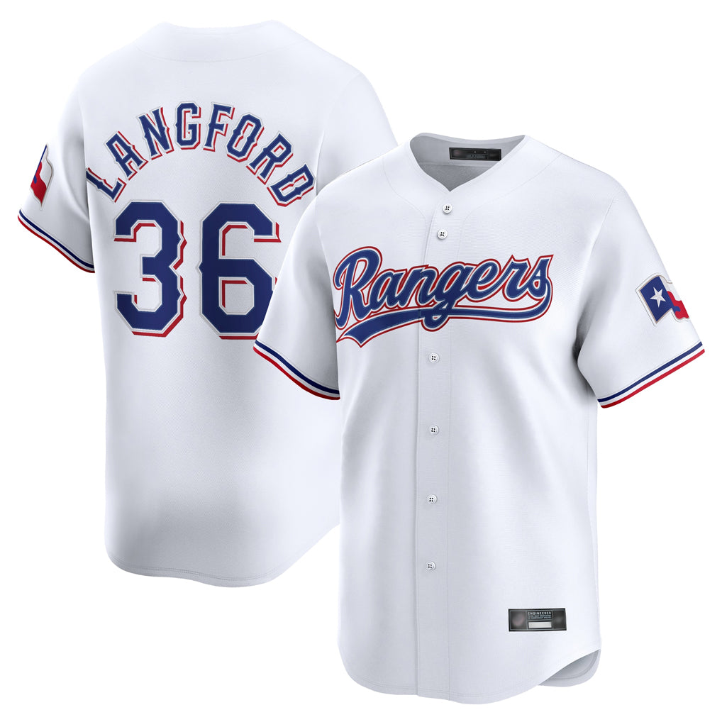 Johmsee T.Rangers #36 Wyatt Langford Player White Home Limited Stitched Jerseys