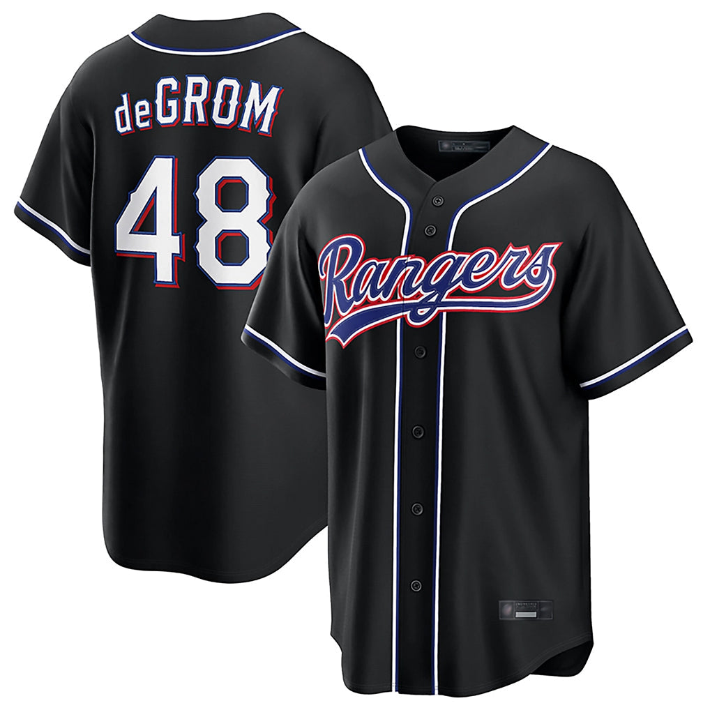 Johmsee T.Rangers #48 Jacob deGrom Player Black 2026 Out Fashion Replica Stitched Jerseys