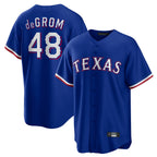 Johmsee T.Rangers #48 Jacob deGrom Player Royal Home Game Stitched Jerseys