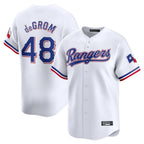 Johmsee T.Rangers #48 Jacob deGrom Player White Home Limited Stitched Jerseys