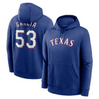 Johmsee T.Rangers #53 Adolis Garcia Player Royal Pullover Hoodie Stitched Jerseys