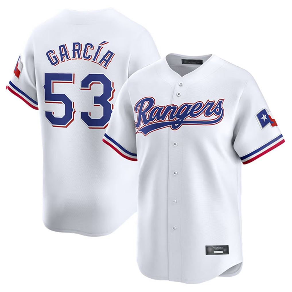 Johmsee T.Rangers #53 Adolis Garcia Player White Home Limited Stitched Jerseys