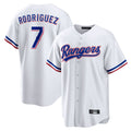 Johmsee T.Rangers #7 Ivan Rodriguez Player White Home Game Stitched Jerseys
