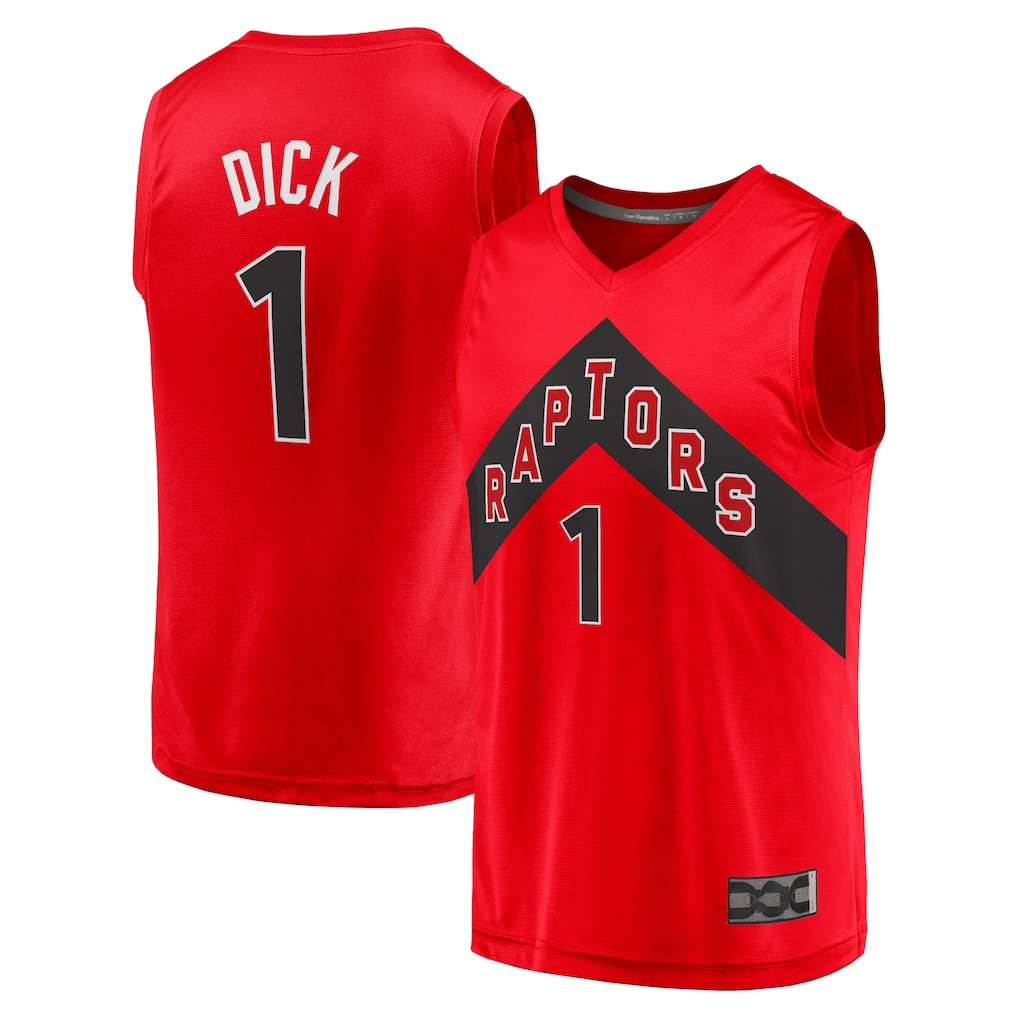 Johmsee T.Raptors #1 Gradey Dick Red Fast Break Player Jerseys - Icon Edition
