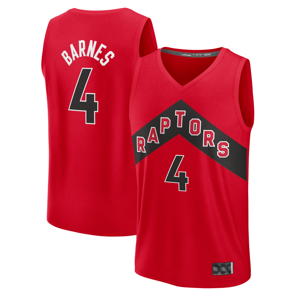 Johmsee T.Raptors #4 Scottie Barnes Red Fast Break Replica Jerseys - Icon Edition