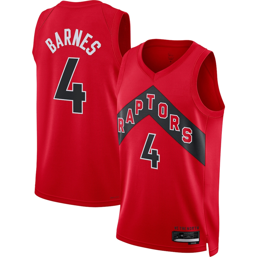 Johmsee T.Raptors #4 Scottie Barnes Red Swingman Jerseys - Icon Edition