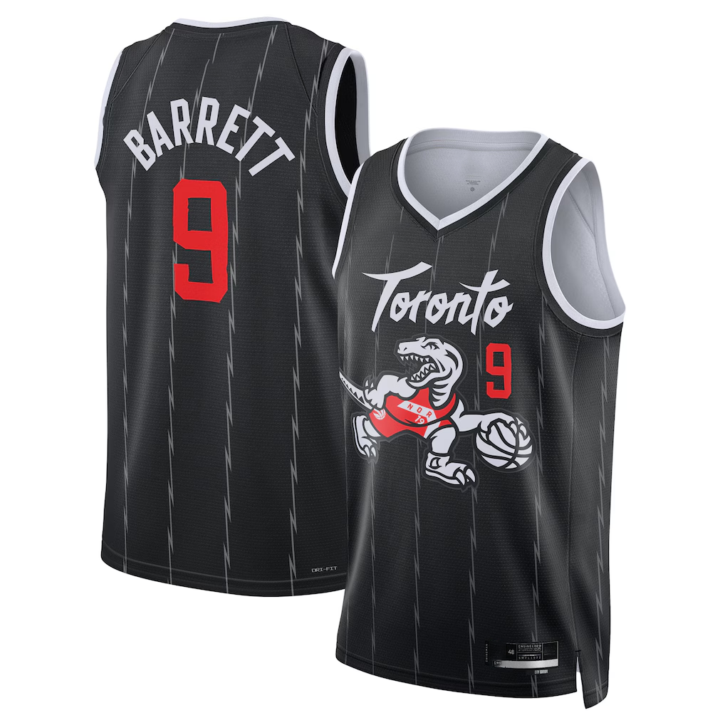 Johmsee T.Raptors #9 RJ Barrett Black 2025-26 Swingman Jerseys - City Edition