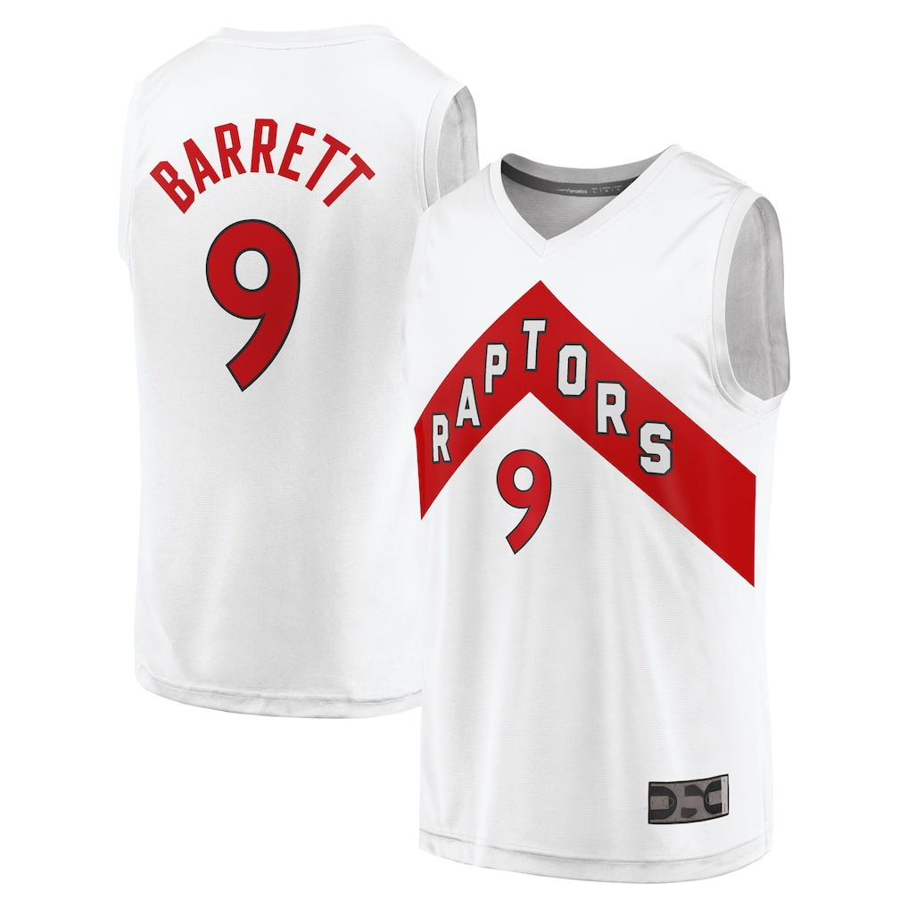 Johmsee T.Raptors #9 RJ Barrett White Fast Break Player Jerseys - Association Edition