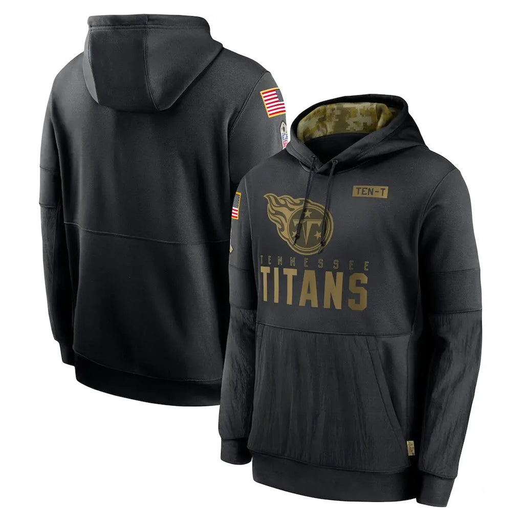 Johmsee T.Titans Black Salute to Service Sideline Performance Pullover Hoodies Home Game Blank Player Stitched Jerseys