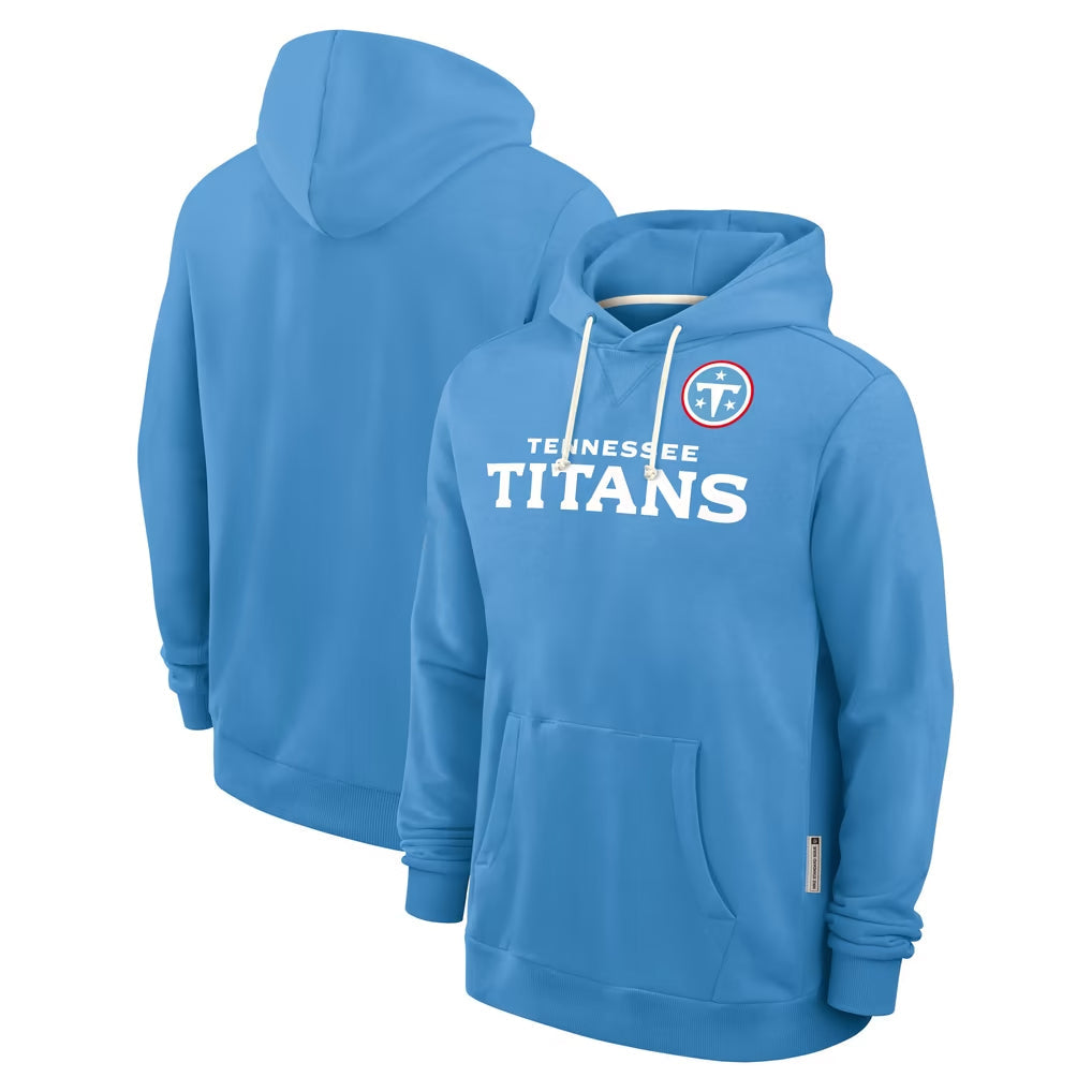 Johmsee T.Titans Light Blue LOGO Pullover Hoodies Home Game Blank Player Stitched Jerseys