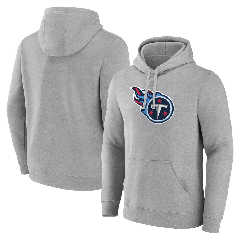 Johmsee T.Titans Light Gray LOGO Pullover Hoodies Home Game Blank Player Stitched Jerseys