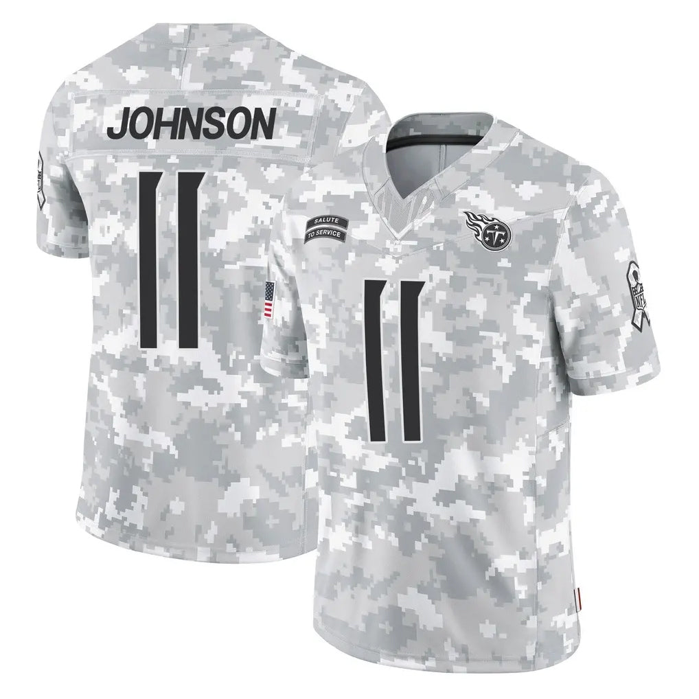 Johmsee T.Titans #11 Jermaine Johnson II Player Arctic Camo Limited Salute to Service Home Game Stitched Jerseys