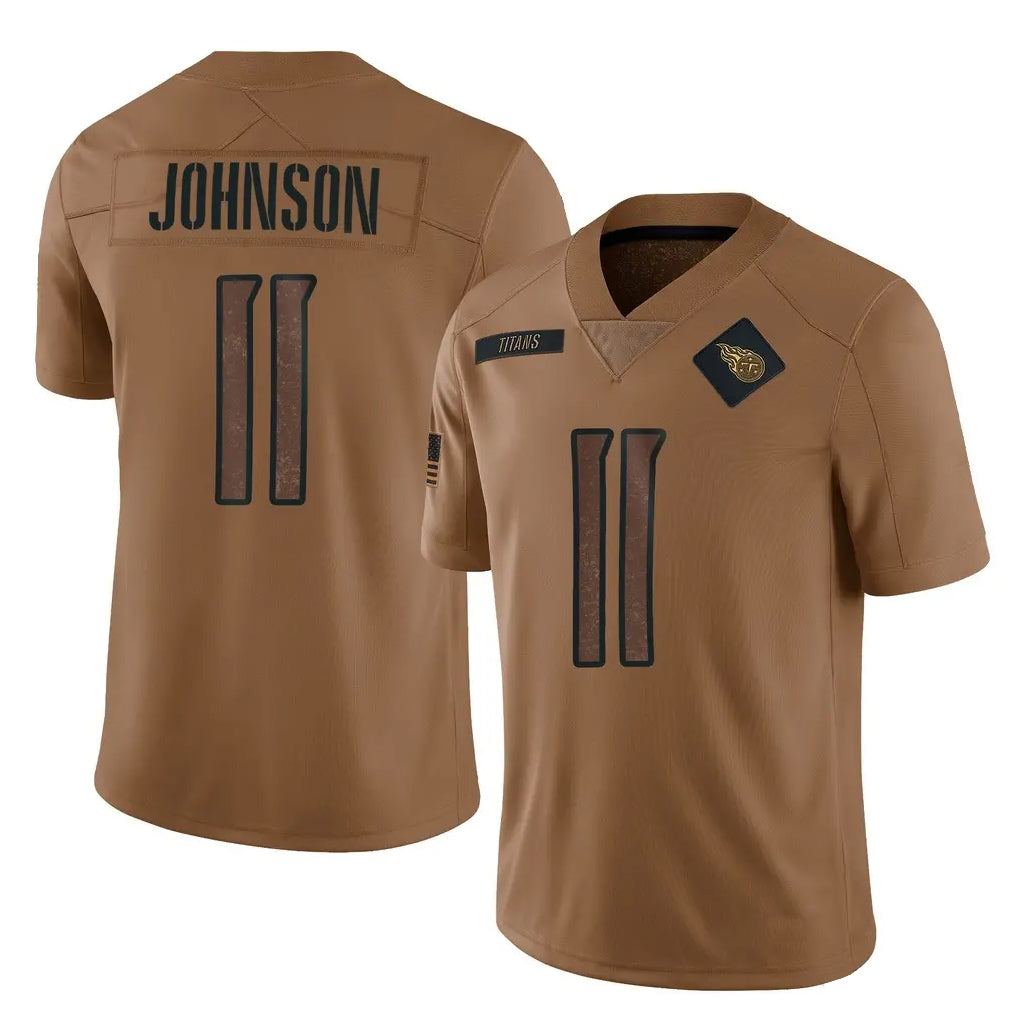 Johmsee T.Titans #11 Jermaine Johnson II Player Brown Limited Salute to Service Home Game Stitched Jerseys