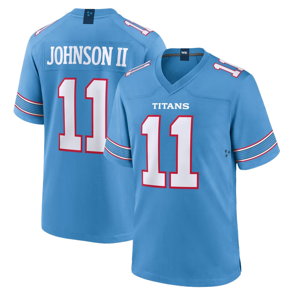 Johmsee T.Titans #11 Jermaine Johnson II Player Light Blue 2026 Game Home Stitched Jerseys
