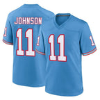 Johmsee T.Titans #11 Jermaine Johnson II Player Light Blue Oilers Throwback Home Game Stitched Jerseys