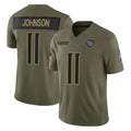 Johmsee T.Titans #11 Jermaine Johnson II Player Olive Limited 2025 Salute to Service Home Game Stitched Jerseys