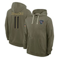 Johmsee T.Titans #11 Jermaine Johnson II Player Olive Salute to Service Hoodies Home Game Stitched Jerseys