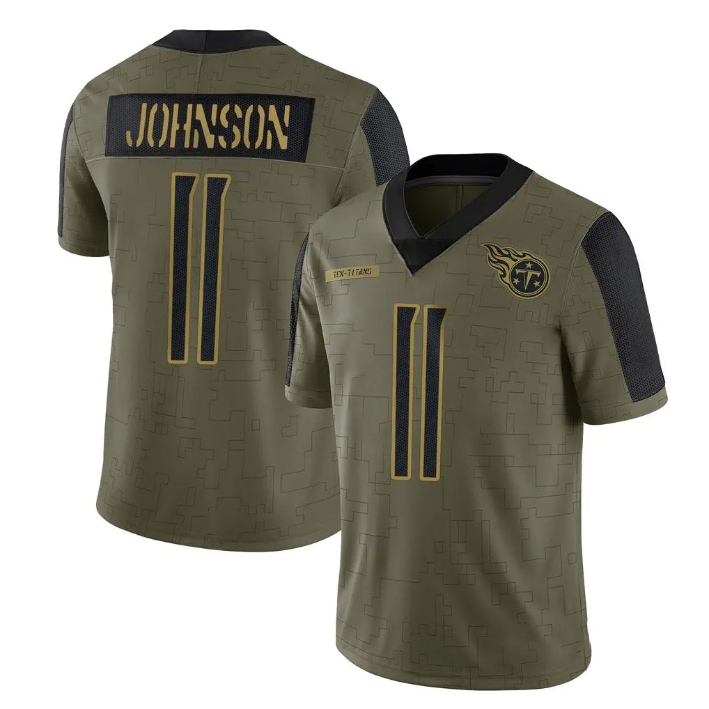 Johmsee T.Titans #11 Jermaine Johnson II Player Olive Salute to Service Limited Home Game Stitched Jerseys