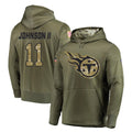 Johmsee T.Titans #11 Jermaine Johnson II Player Olive Salute to Service Pullover Hoodies Home Game Stitched Jerseys
