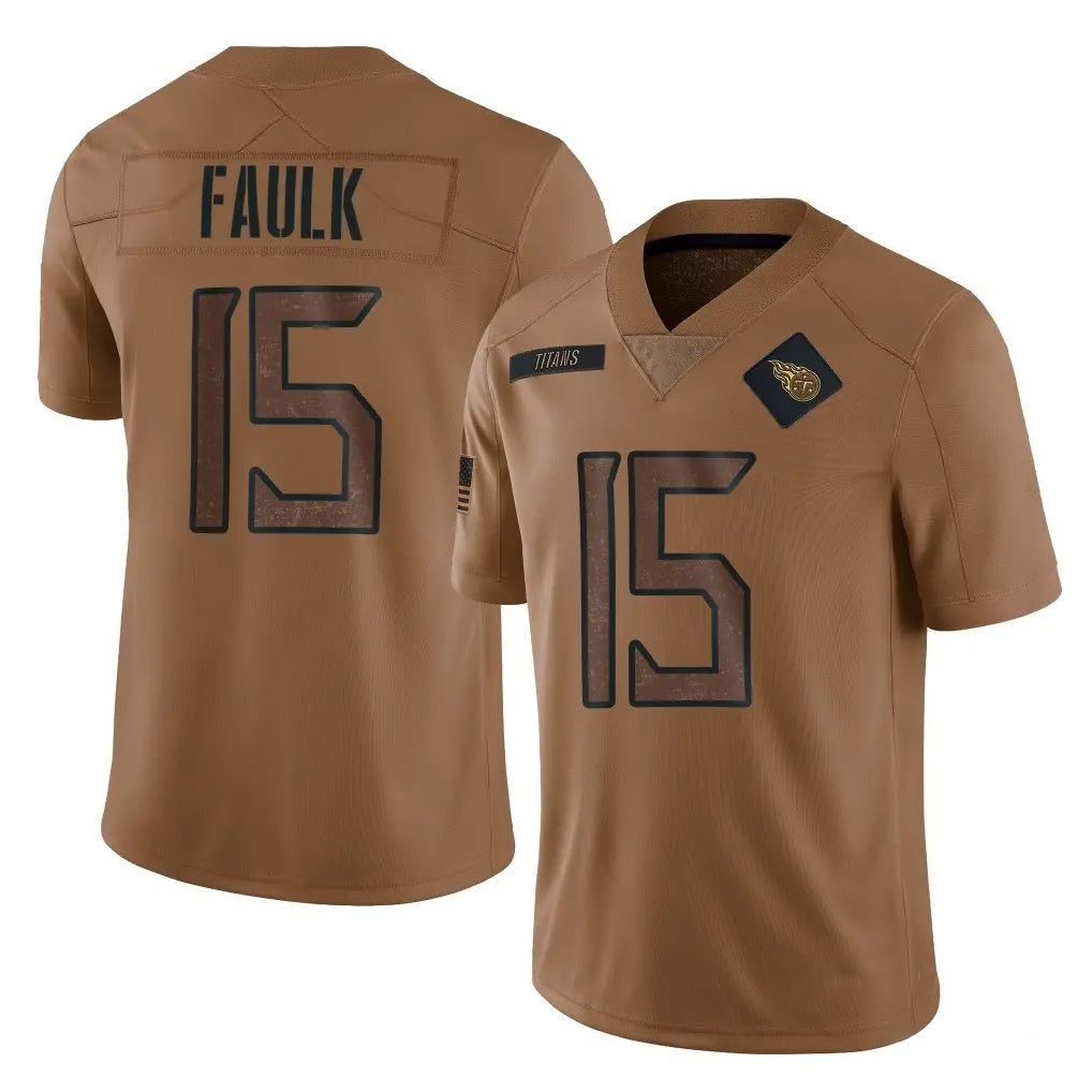 Johmsee T.Titans #15 Keldric Faulk Player Brown Limited Salute to Service Home Game Stitched Jerseys