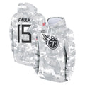 Johmsee T.Titans #15 Keldric Faulk Player Camo Arctic Salute to Service Pullover Hoodies Home Game Stitched Jerseys
