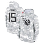 Johmsee T.Titans #15 Keldric Faulk Player Camo Arctic Salute to Service Pullover Hoodies Home Game Stitched Jerseys