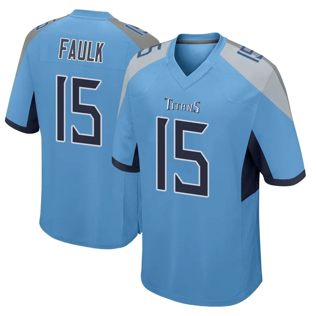 Johmsee T.Titans #15 Keldric Faulk Player Light Blue Home Game Stitched Jerseys