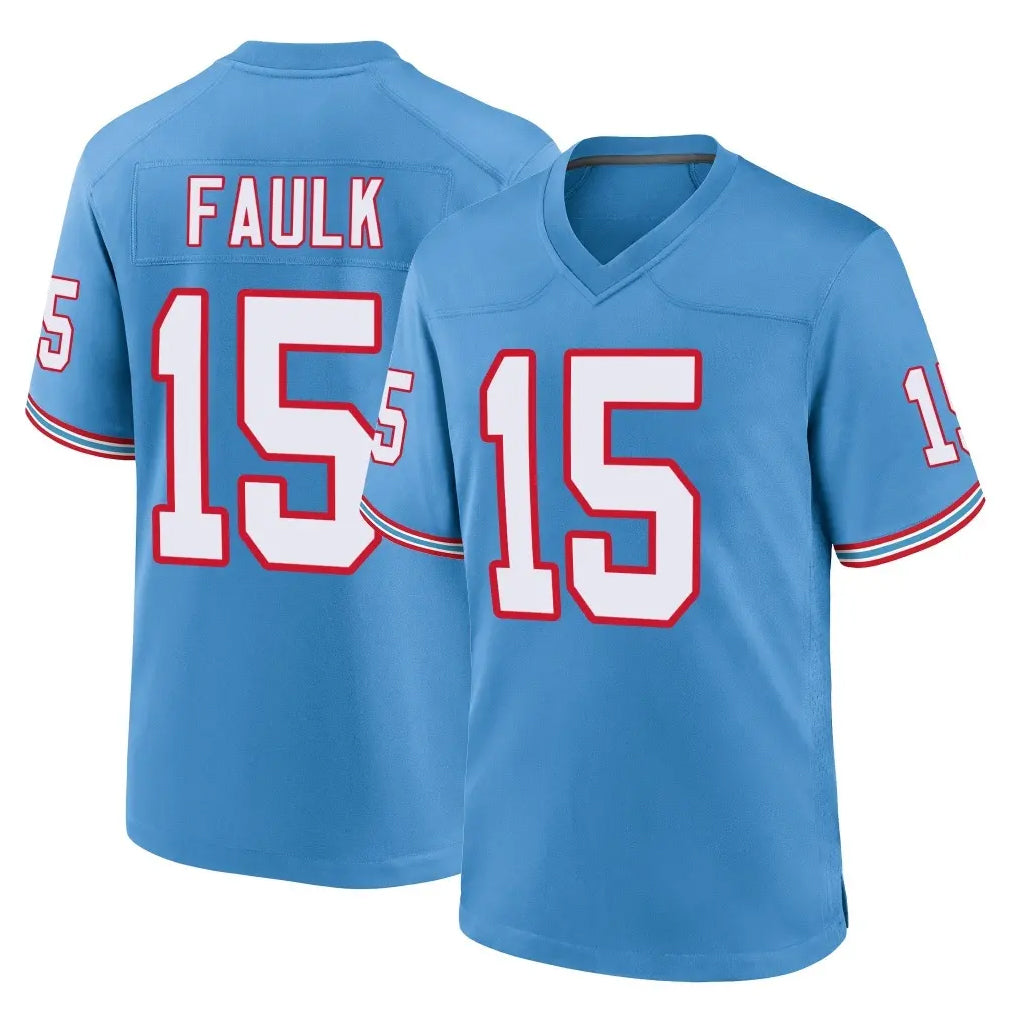 Johmsee T.Titans #15 Keldric Faulk Player Light Blue Oilers Throwback Home Game Stitched Jerseys