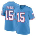 Johmsee T.Titans #15 Keldric Faulk Player Light Blue Oilers Throwback Home Game Stitched Jerseys