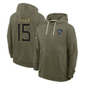 Johmsee T.Titans #15 Keldric Faulk Player Olive Salute to Service Hoodies Home Game Stitched Jerseys