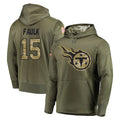 Johmsee T.Titans #15 Keldric Faulk Player Olive Salute to Service Pullover Hoodies Home Game Stitched Jerseys