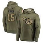 Johmsee T.Titans #15 Keldric Faulk Player Olive Salute to Service Pullover Hoodies Home Game Stitched Jerseys