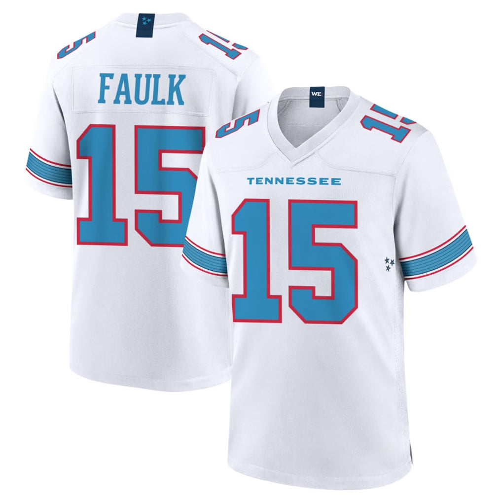 Johmsee T.Titans #15 Keldric Faulk Player White 2026 Game Home Stitched Jerseys